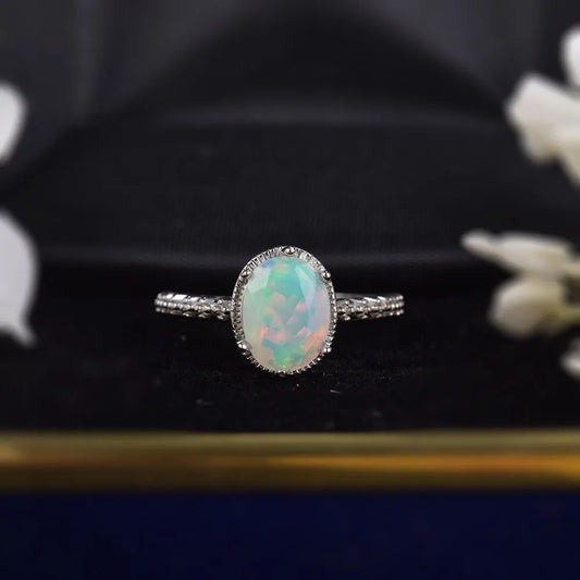 Faceted Opal Engagement Ring