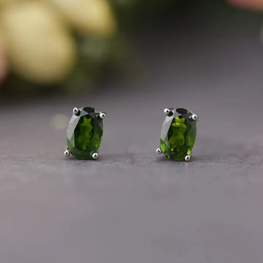 Green Chrome Diopside Studs
