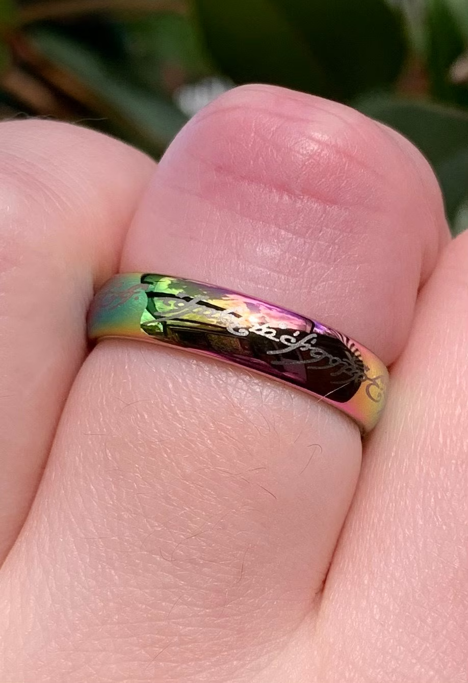 LOTR wedding ring, featuring a domed 5mm band.