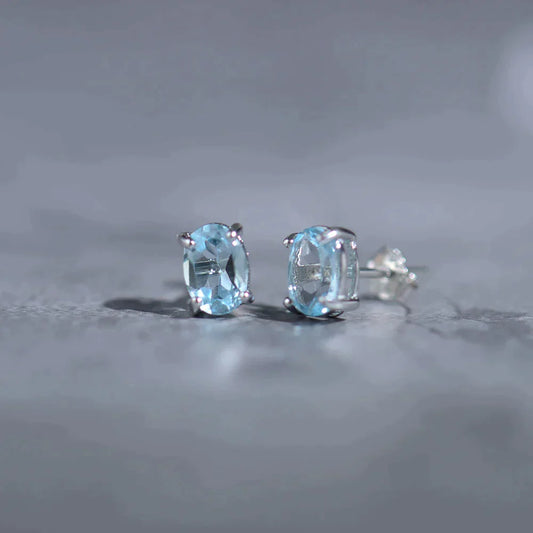Faceted Blue Topaz Studs