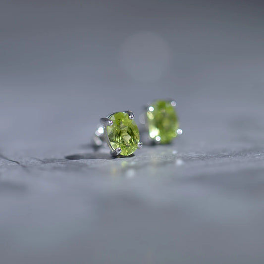 Faceted Peridot Studs