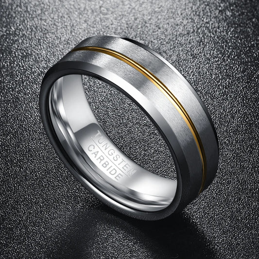 Rings with gold and silver, with beveled edges for a refined touch.