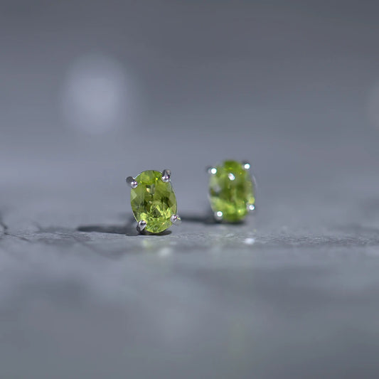 Faceted Peridot Studs