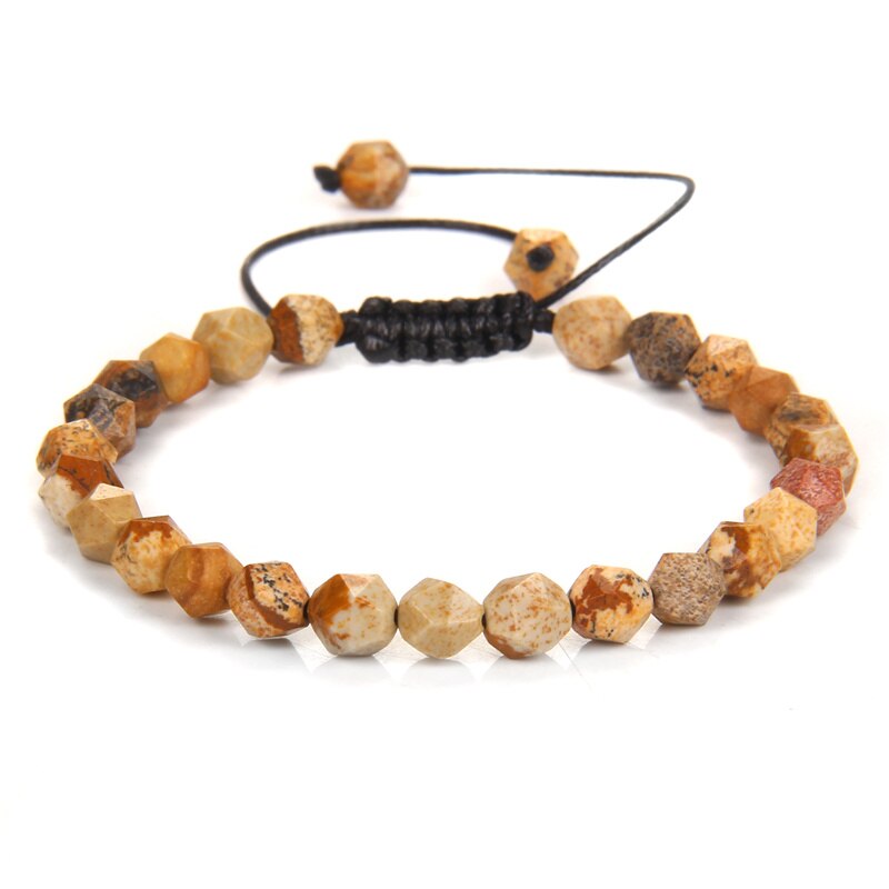 Faceted Picture Jasper Sliding Knot Bracelet