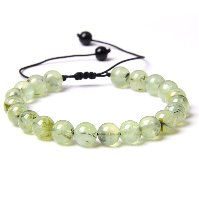 Bracelet Prehnite 8mm sur Corde Ajustable