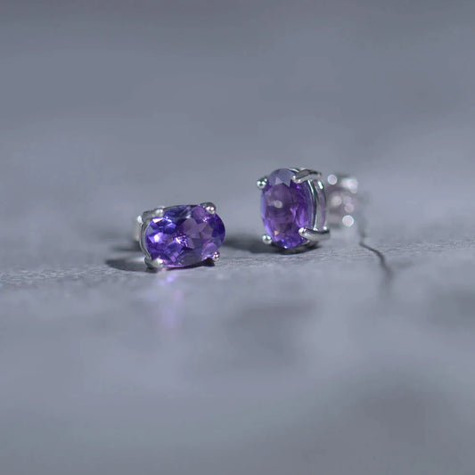 Faceted Amethyst Studs