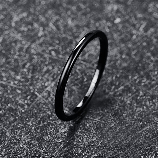 Black ring womens featuring a 2mm domed band for a sleek look.