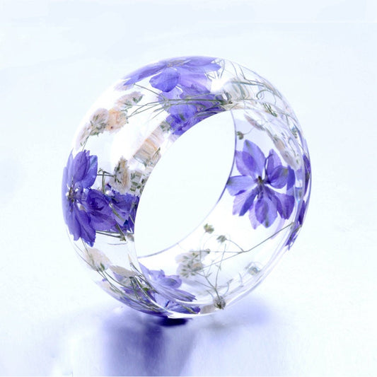 Purple Cornflower and White Baby's Breath Bangle