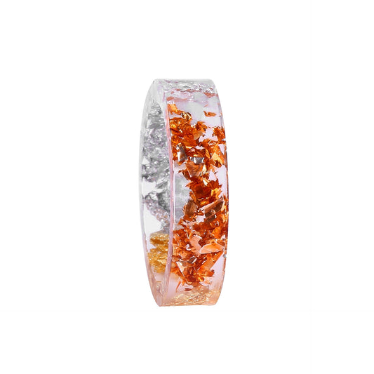 Gold Silver and Copper Flakes Resin Ring