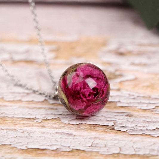 Real Rose Orb Necklace