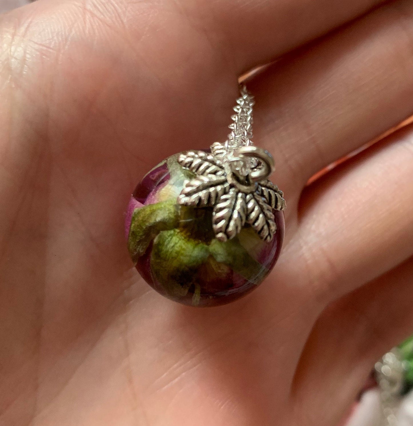 Real Rose Orb Necklace