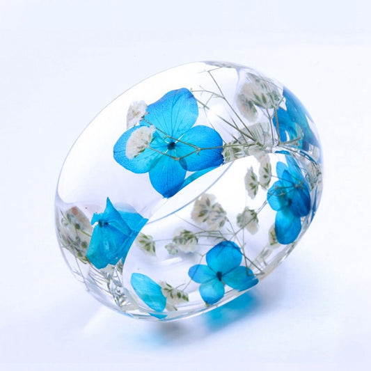 Blue Hydrangea & Baby's Breath Bracelet