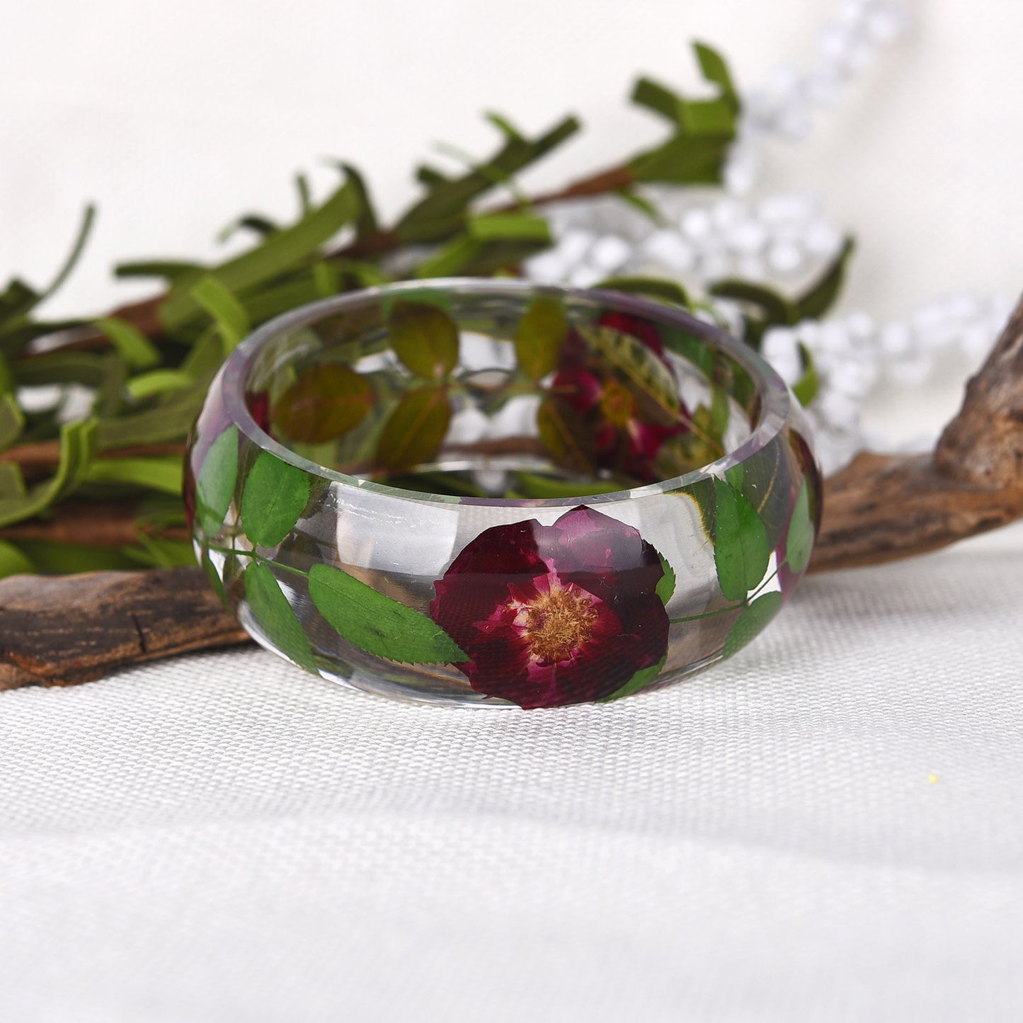 Red Rose Flower Bangle