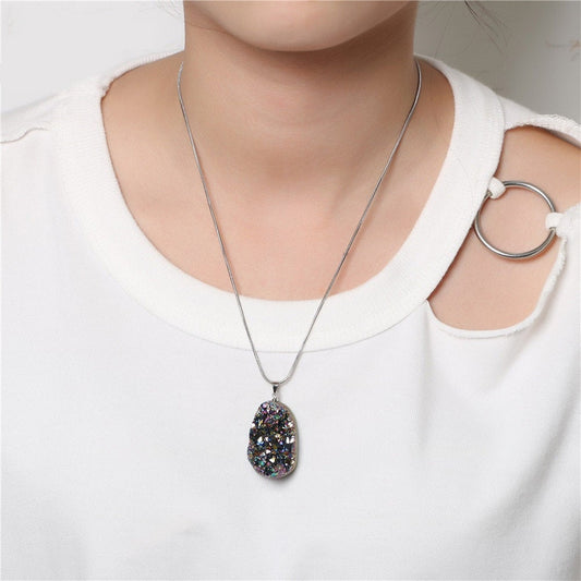 Collier Druzy géode en cristal brut