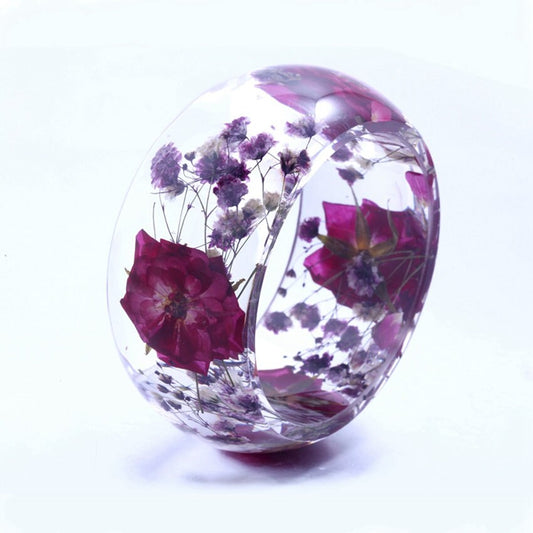 Rose & Baby's Breath Real Flower Bangle