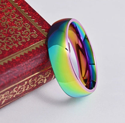 Couple's Ring Set in Rainbow Titanium