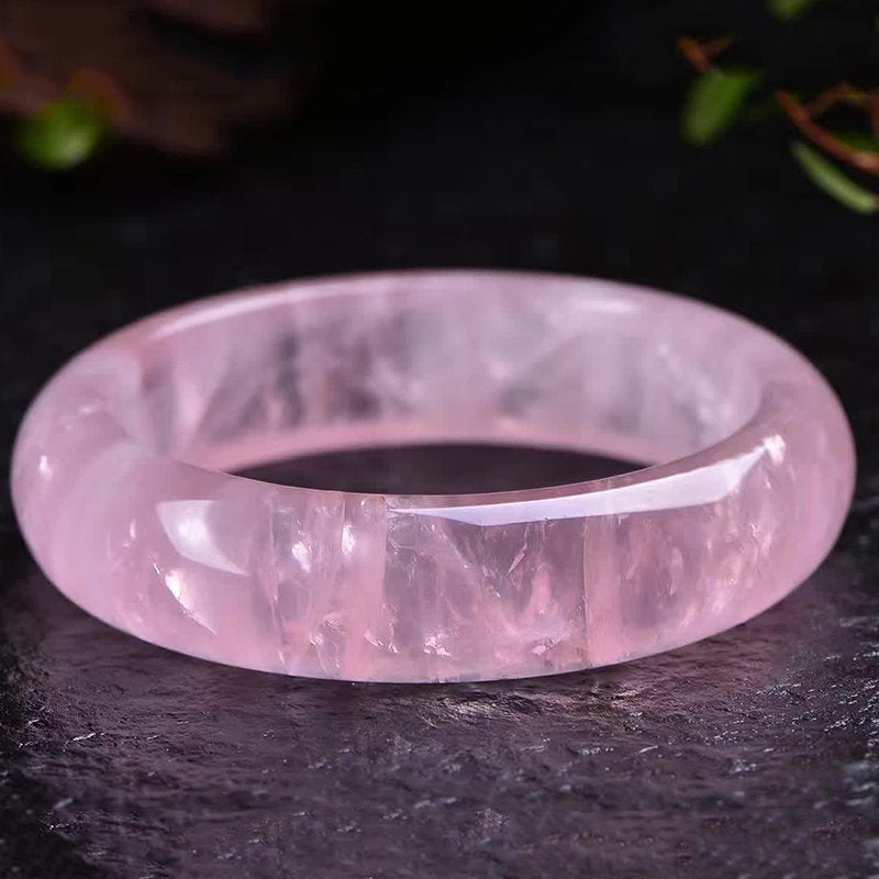 Solid Rose Quartz Bangle, Rose Quartz Crystal Bangle, Gemstone Bracelet, Bridal Bridesmaid Gifts, Gifts for Her, Wedding Gifts, Love Amulet