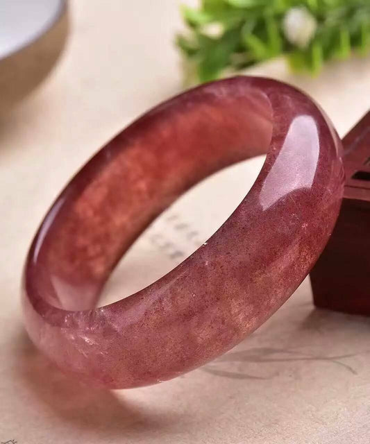 Thick Strawberry Quartz Crystal Bangle