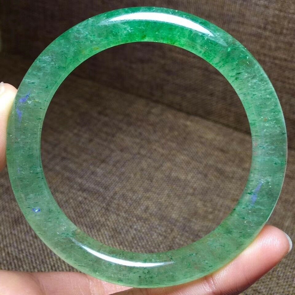 Thin Green Strawberry Quartz Crystal Bangle