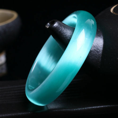 Bracelet jonc œil de chat bleu aqua flashy