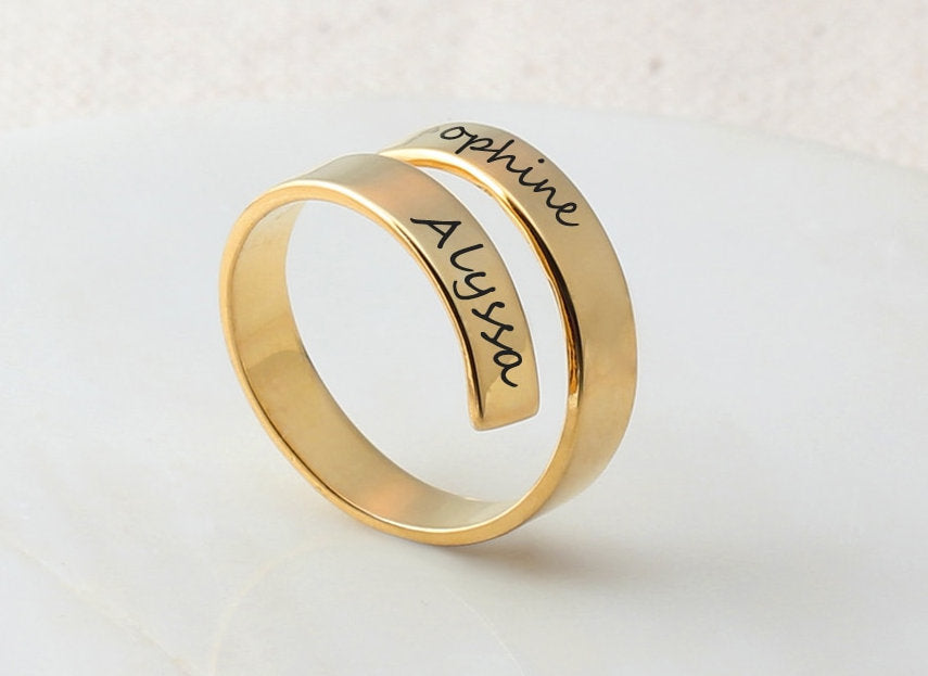 Proberen overhemd Eekhoorn Personalized Engraved Spiral Name Ring (Two Names) – The Wistful Woods