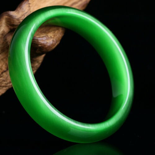 Bracelet jonc œil de chat vert émeraude flashy