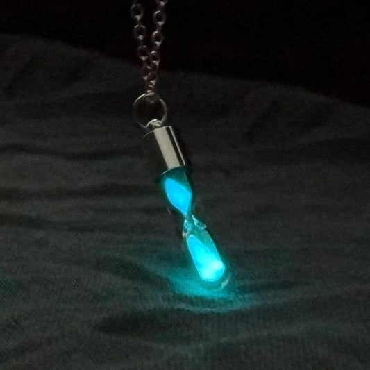 Glow In The Dark Sands of Time Hourglass Necklace