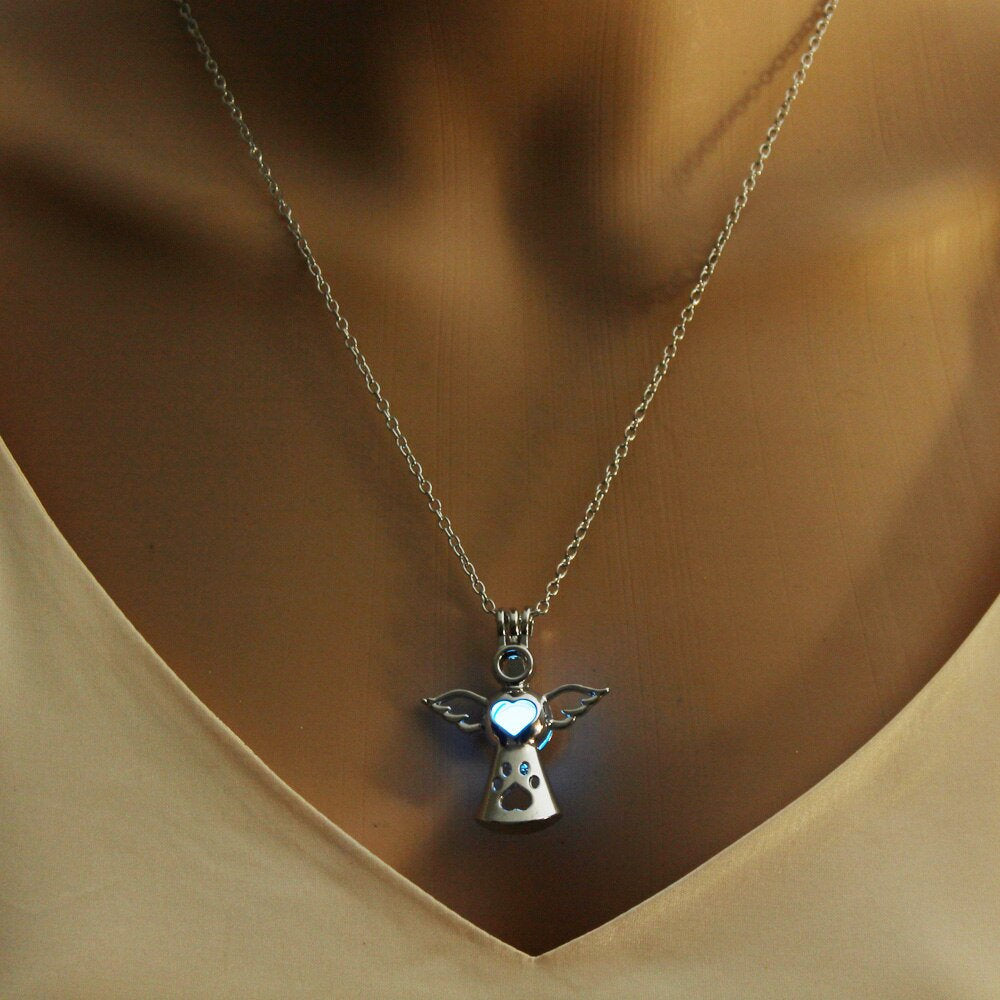 Glow In The Dark Angel Pet Remembrance Necklace