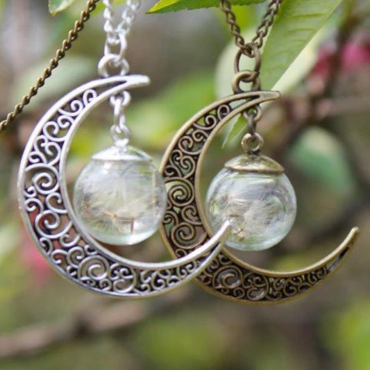 Dandelion Moon Wish Jar Necklace