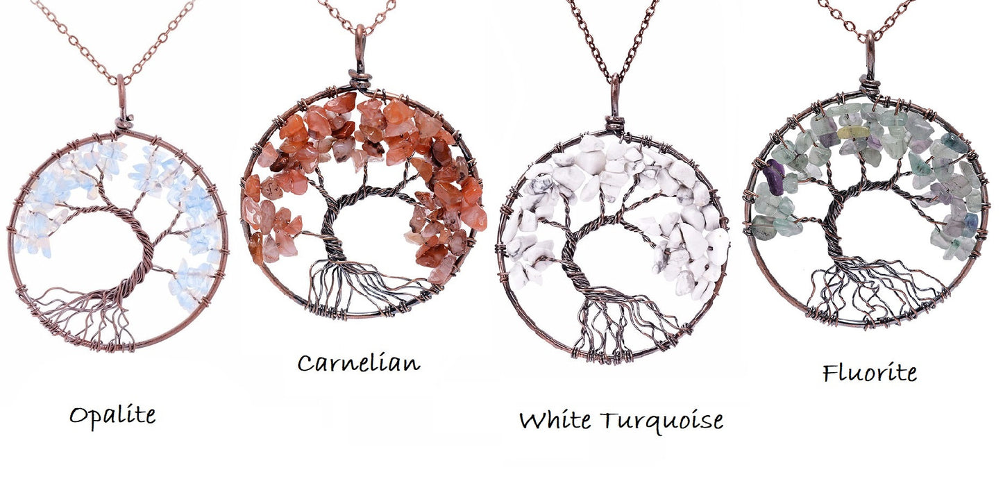 Regenbogen-Baum des Lebens-Chakra-Kristall-Halskette