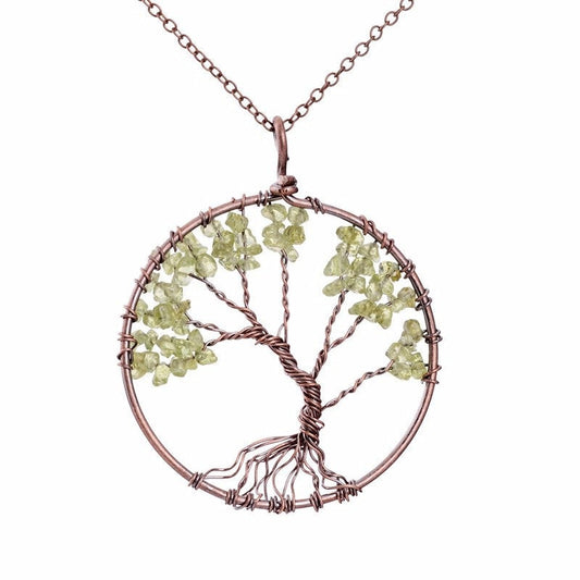 Collier en cristal de chakra arbre de vie arc-en-ciel