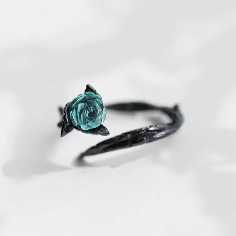 Thorny Rose Ring Set 925 Sterling Silver
