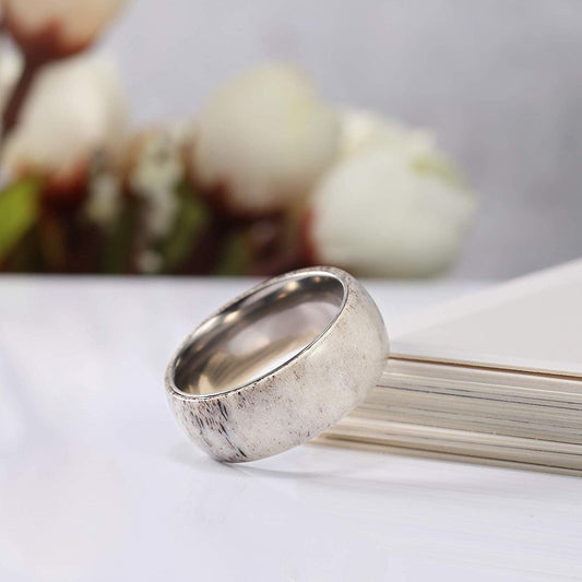 Titanium Ring Titanium Wedding Ring Deer Antler Ring Men Women Wedding Band 8mm Band Personalized Ring Mens Wedding Band Titanium Mens Ring