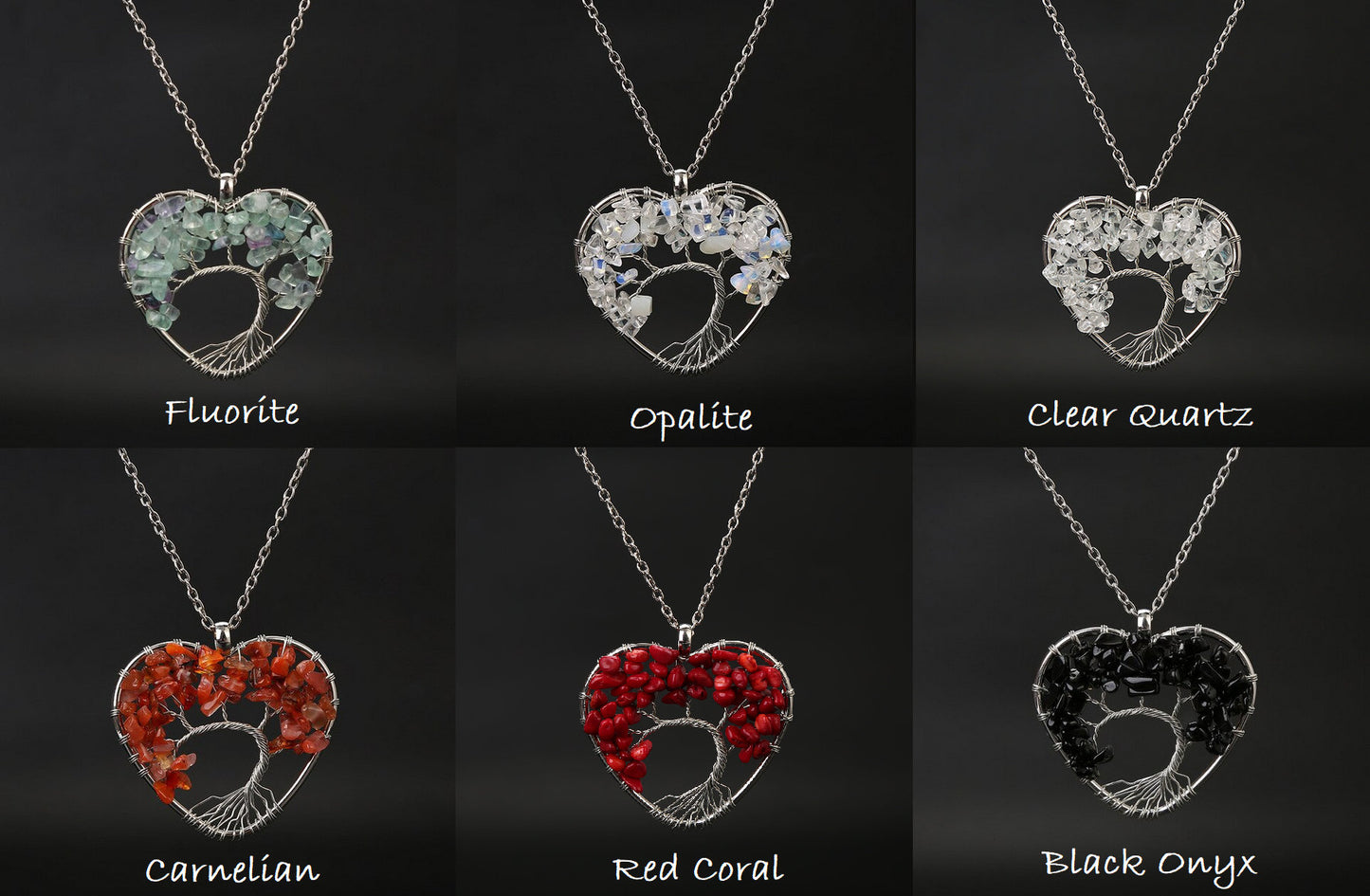 Collier d’arbre de vie en argent, pendentif chakra arc-en-ciel, arbre de vie en cristal arc-en-ciel, pendentif en pierres précieuses naturelles, pendentif collier 7 chakras