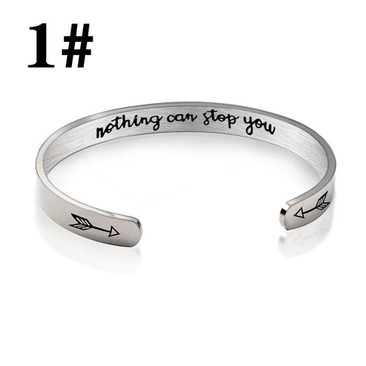 Personal Mantra Silver Cuff Bracelet