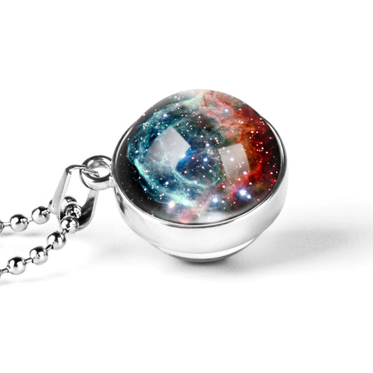 Sternengalaxie-Halskette, wissenschaftlicher Schmuck, Galaxie-Anhänger, Weltraum-Schmuck, Geek-Schmuck, Planeten-Halskette, Nebel-Halskette, Sternnebel-Anhänger