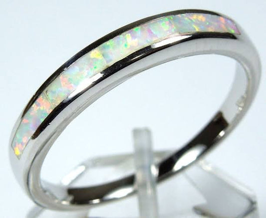 White Fire Opal 925 Sterling Silver Ring
