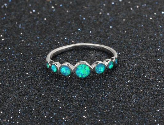 Blue Fire Opal Ring 925 Sterling Silver Ring