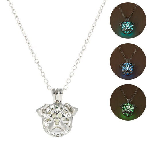 Pug Necklace Glow in the Dark