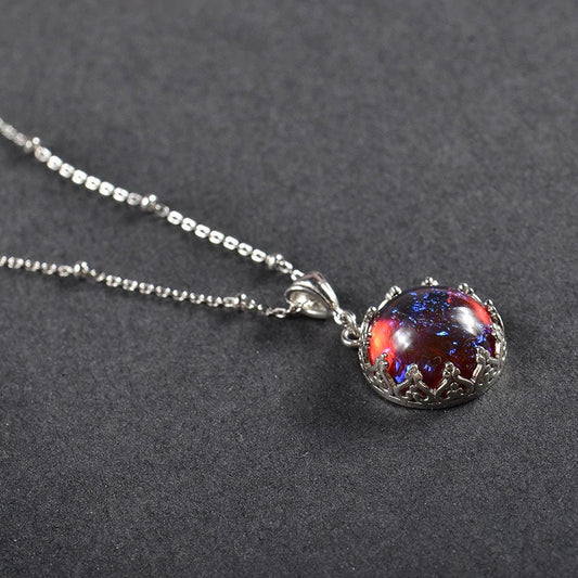 Dragon's Breath Opal Necklace in 925 Sterling Silver