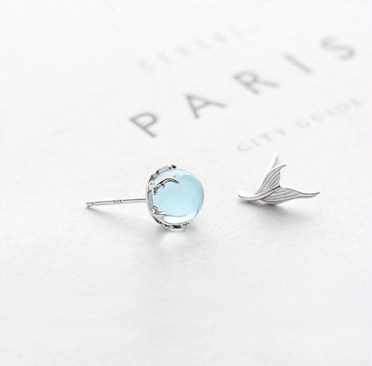 Silver Mermaid Tail Earrings in 925 Sterling Silver