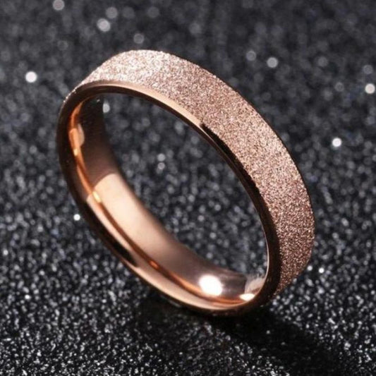 Frosted Wedding Band in Rose Gold Tungsten