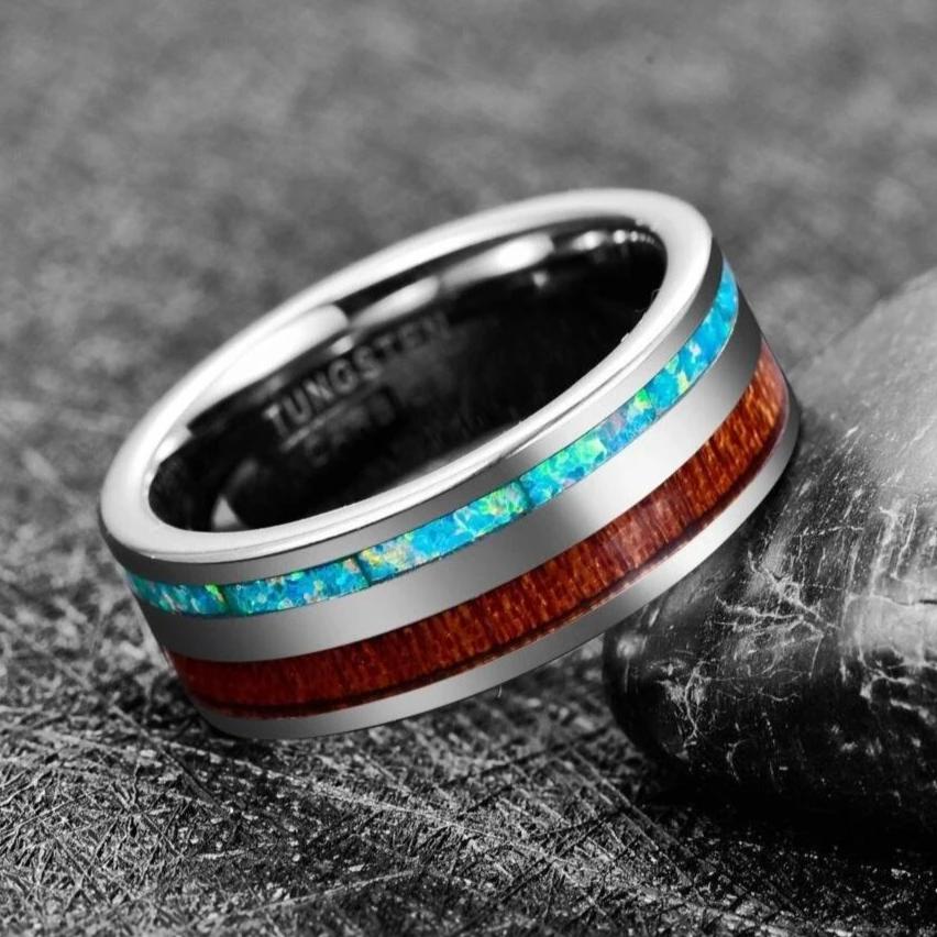 Mens opal hot sale wedding band