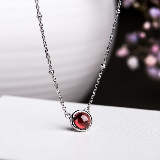 Garnet Necklace in 925 Sterling Silver
