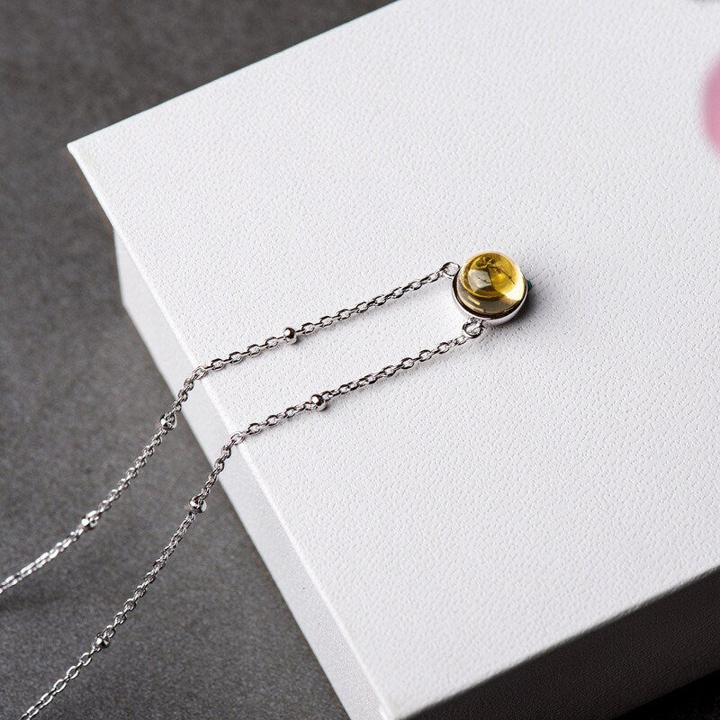 Collier délicat de citrine en argent sterling 925