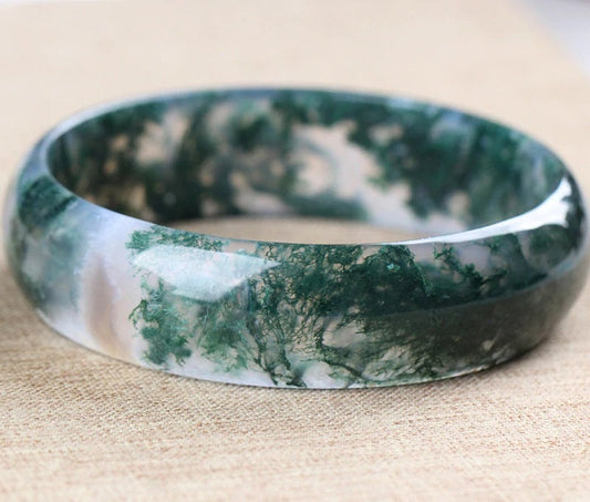 Green Moss Agate Crystal Bangle