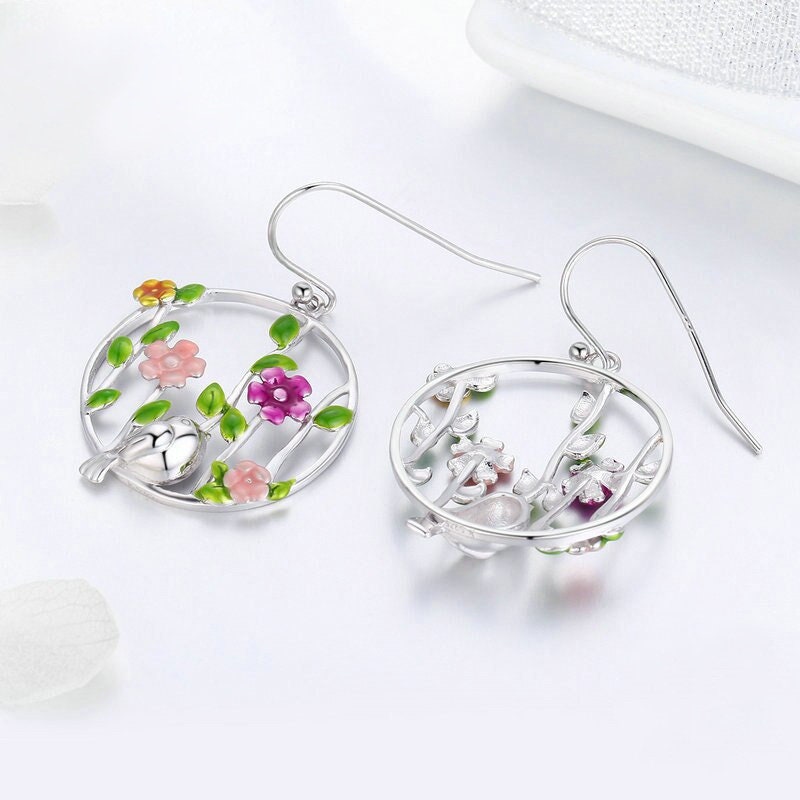 Secret Garden 925 Sterling Silver Flower Earrings