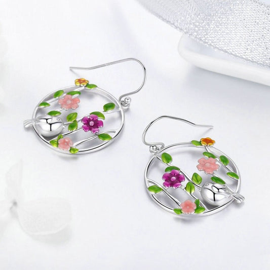 Secret Garden 925 Sterling Silver Flower Earrings