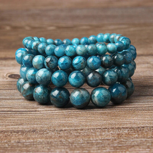 Bracelets en cristal d'apatite bleue