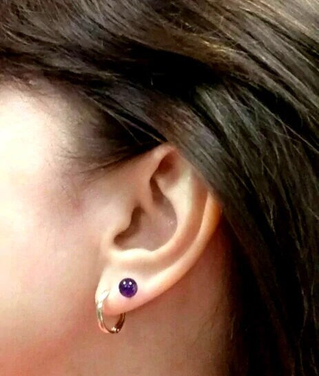 Amethyst Sphere Earrings 925 Sterling Silver